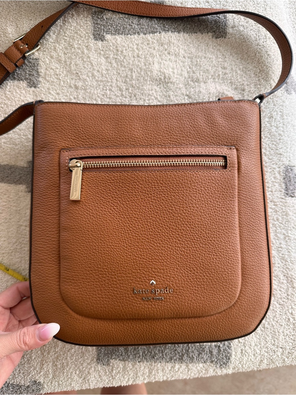 kate spade Pebbled Leather Crossbody — Cognac Brown